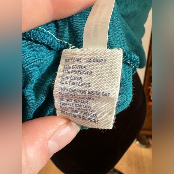 American Eagle Outfitters “Bright & Beautiful” Teal V-Neck Shirt Size Small - Picture 6 of 6